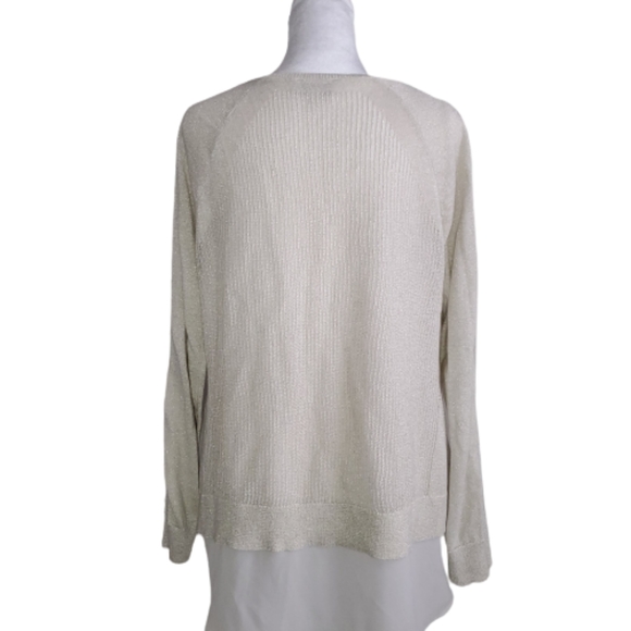 LUCKY BRAND womens Gold Shimmer Knit Layered Sweater size M - Picture 3 of 10